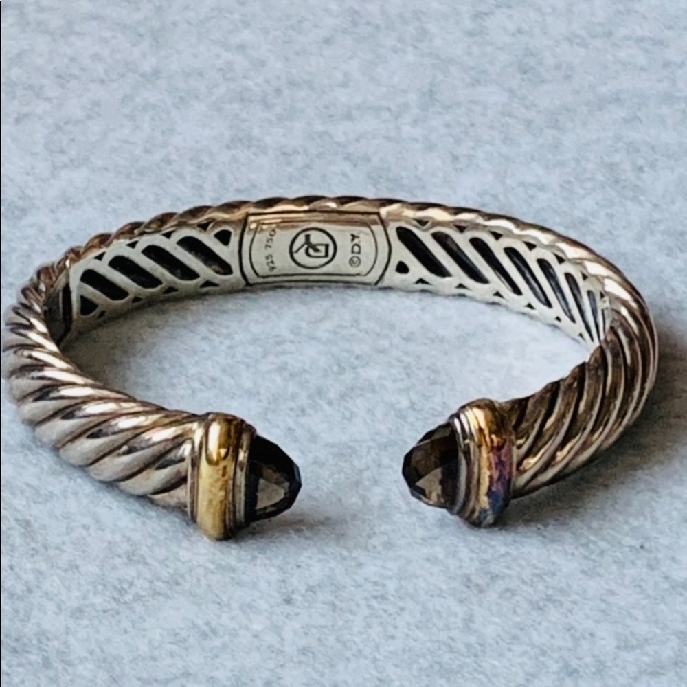 David Yurman SS 18KG Smoky Quartz Cable Bracelet